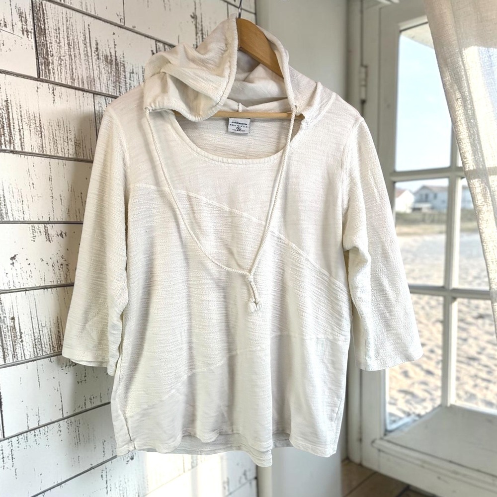Vintage Hooded Top CMC Color Me Cotton XL White 100% Cotton Slub Surfer USA